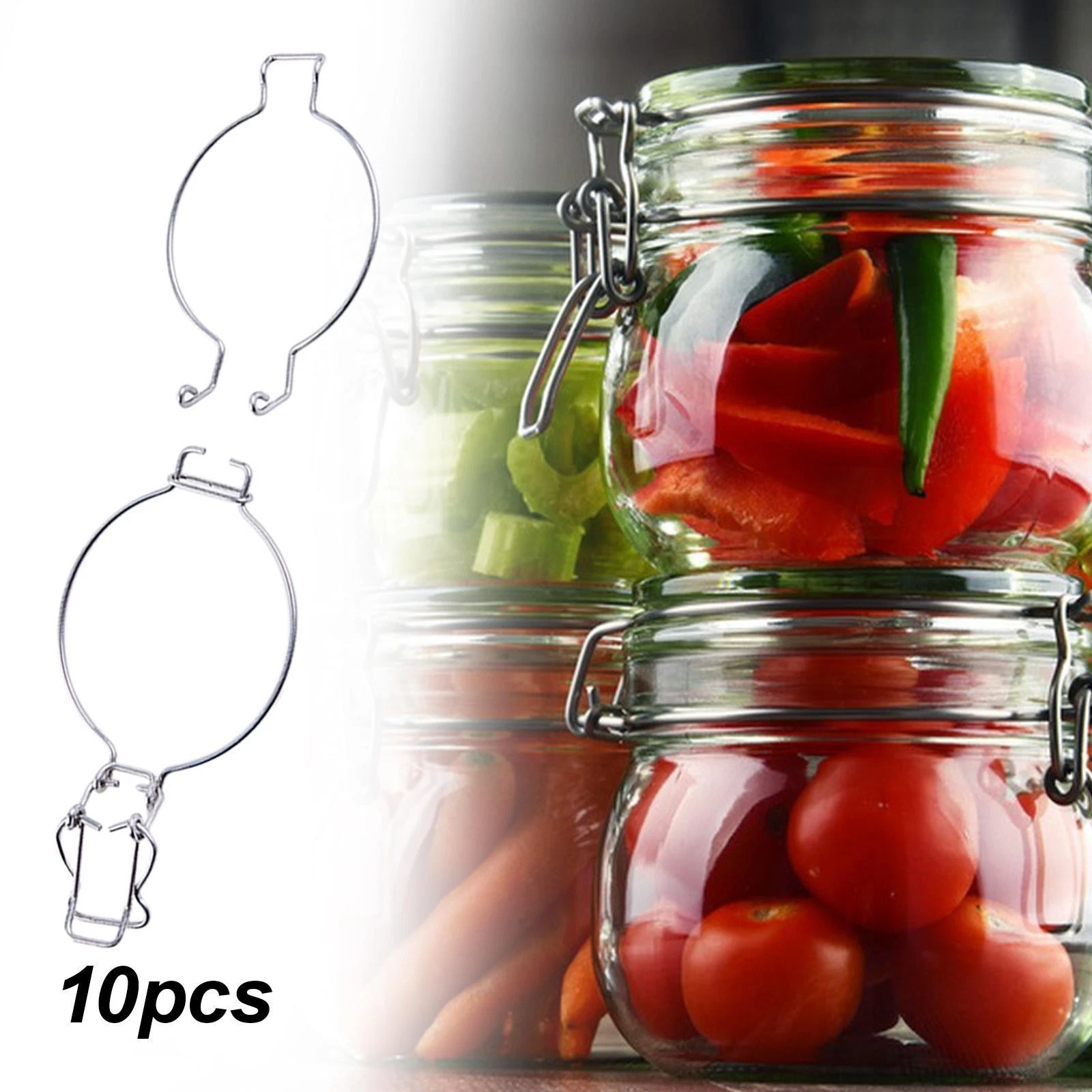 10x Glass Canning Jar Wire Clamps Wide Mouth Jar Sealed Buckle Fixings for Tea,
Opens in a new windo