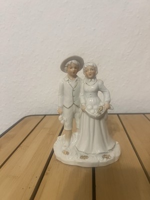 Vintage Hammersley England Porzellan Figur Paar Tracht Weiß 16cm Deko Sammlerart