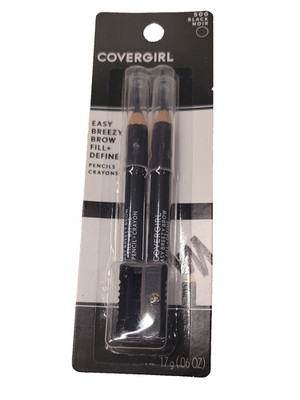 COVERGIRL Easy Brow Fill + Define Pencils #500 Black Noir & Sharpener
