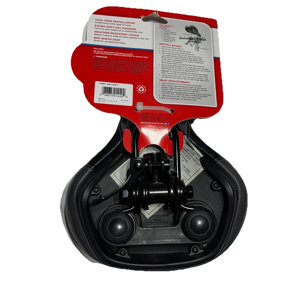 Schwinn Gel Cushion bike bicycle Saddle Seat Replaceable Schwinn Bike Seat - Image 2 of 4