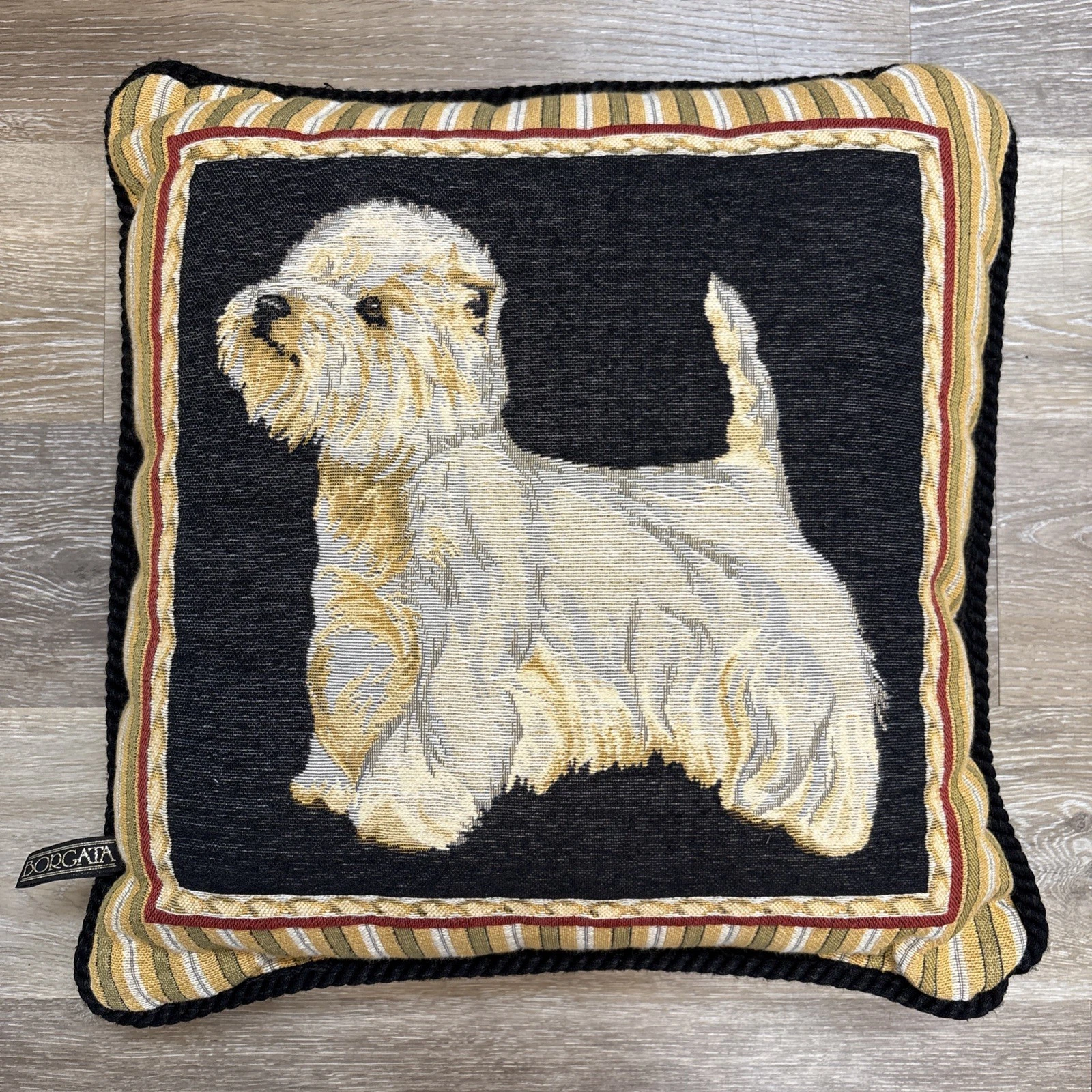 Borgata Tapestry Pillow Westie Dog West Highland White Terrier 18" Good Condit.