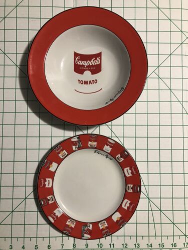 Andy Warhol Signature Block Campbell Tomato Soup Bowl & Plate 10” - Picture 1 of 2