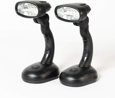 Set 2 Cordless Portable LED Desk Lamps Light Bright Garage Emergency Black NEW