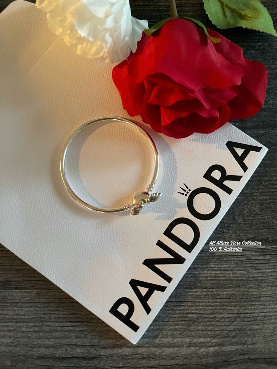 Pandora Moments Winged Heart Bangle Silver (19 cm) Authentic