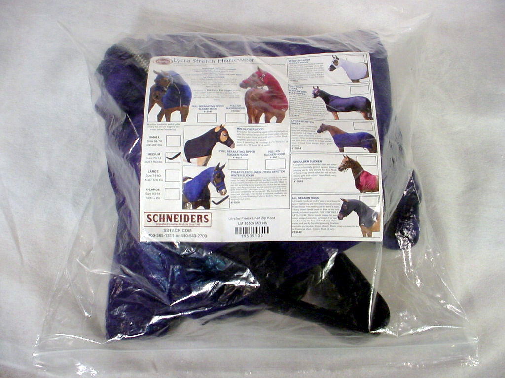 Cappuccio Slicker Lycra Elasticizzato Ultra Flex Schneider's Per Cavallo - Taglia Large, Colore Blu (Usato Ma In Ottime Condizioni) - Foto 2