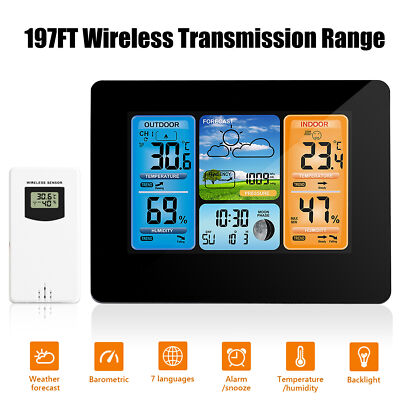 Indoor Outdoor Wireless Weather Station 197FT Temperature Humidity Meter  G1B2