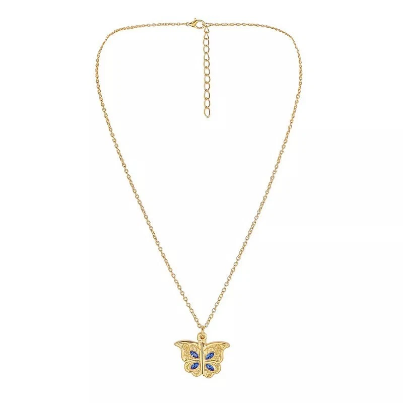 Collar corazón abierto mariposa oro. Foto 2 de 2