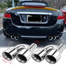 2 2.5" In Dual 4"Outlet Dual Wall Exhaust Tip Slant Cut For Jaguar XK F-Type XJ