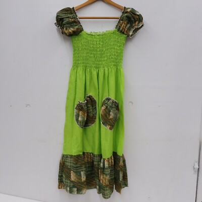 Vintage 70's Shirred Neon Green Midi Peasant Dress XS S Plaid Smocked | eBay Vintage 70's Shirred Neon Green Midi Peasant Dress XS S Plaid Smocked | eBay