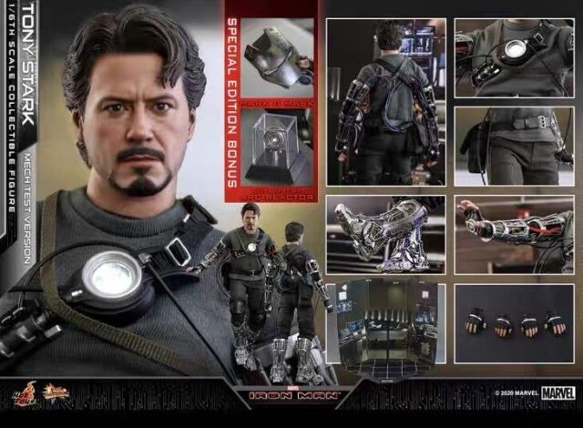 HOT TOYS MMS592 TONY STARK (MECH TEST) EFIGURE Exclusive Deluxe Version