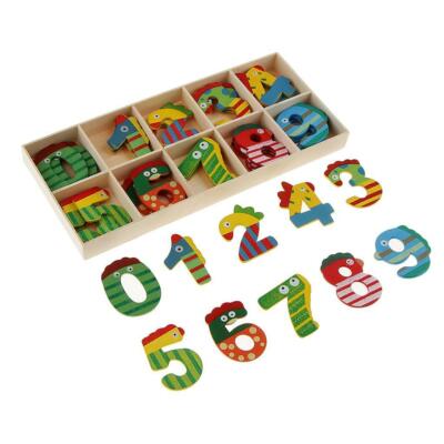 40 Stck. Holz Arabische Zahlen für Baby Kinder Mathe Spielzeug Cartoon Tiernummern