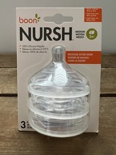 Boon NURSH 3-Pk Medium 3 Month Silicone Nipples Mom/Baby BPA  PVC Free NIP G24