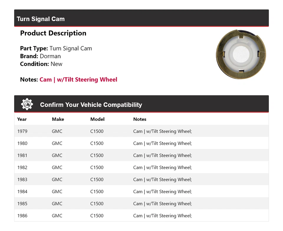 Cámara de señal de giro Dorman para GMC C1500 1979-1986 1980 1981 1982 1983 1984 1985 Foto 2 de 4