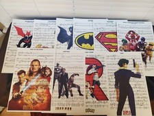 Set Of Ten Movie Theme Music Sheets 11 X 17 INCH EACH suitable For Framing