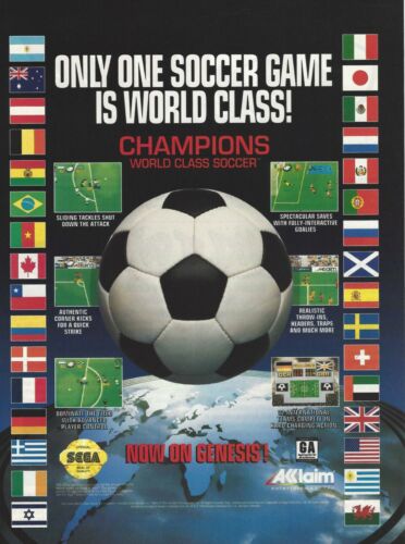 Publicité/affiche imprimée de football de classe mondiale champions art Sega Genesis - Photo 1/2