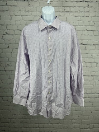 NWT Synrgy Light Purple Cotton Diamond Printed Button Up Dress Shirt Size 2XL - 第 1/10 張圖片