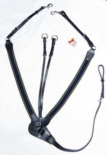 V CHECK Breastplate 3 POINT FSS Leather NAVY BLUE Elastic Sheepskin Jump Event