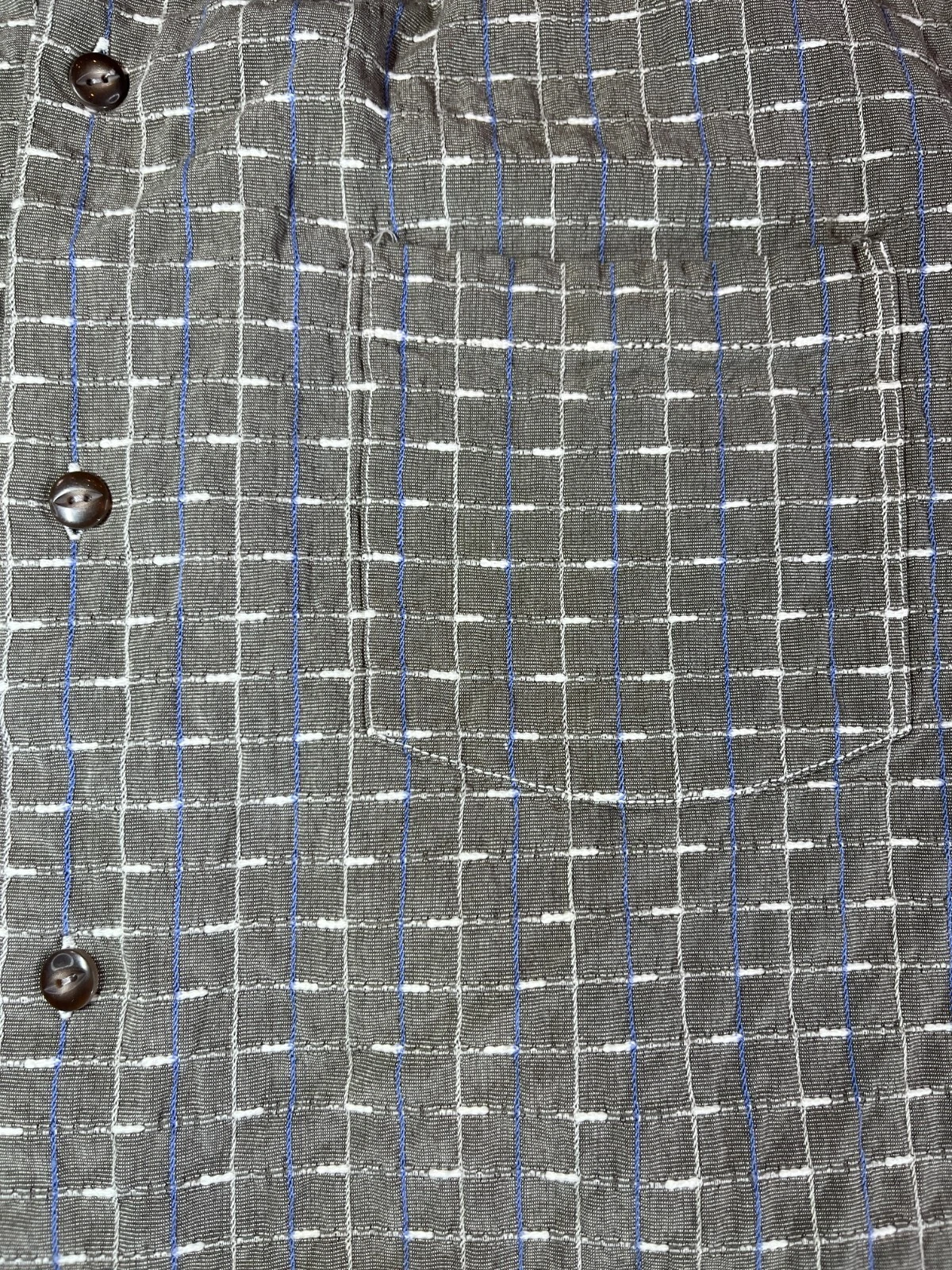 Tommy Bahama Shirt Original Fit Gray/Blue Striped Button Up Men's XL Silk Blend