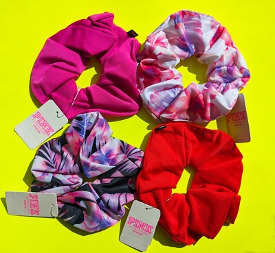 Victoria's Secret PINK Hair Scrunchies Beauty Bundle - Lot of 4