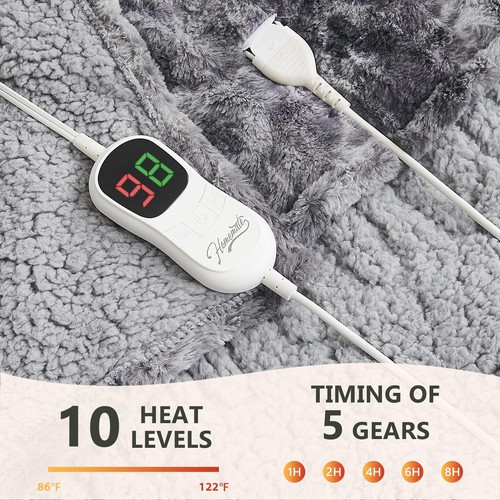 Heated Blanket Throw - 50x60 Heating Blanket Throw 5 Gears Auto-Off 10 Heat L... - Picture 4 of 9