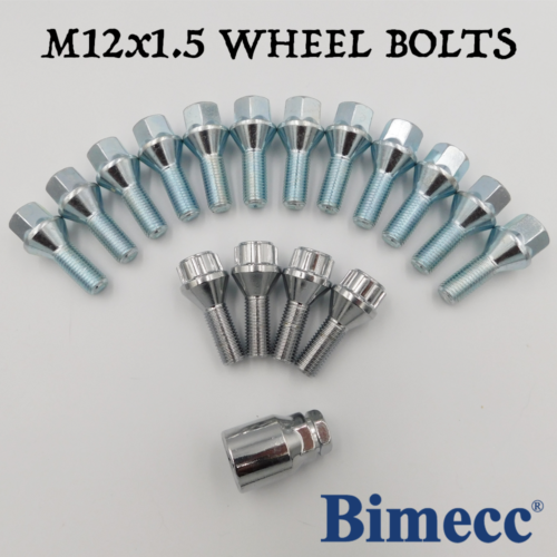 M12x1,5, 26mm Radschrauben Bimecc (Silber) x 12 + Schlösser für BMW M1, Z3, Z4, Z8 - Bild 1 von 14