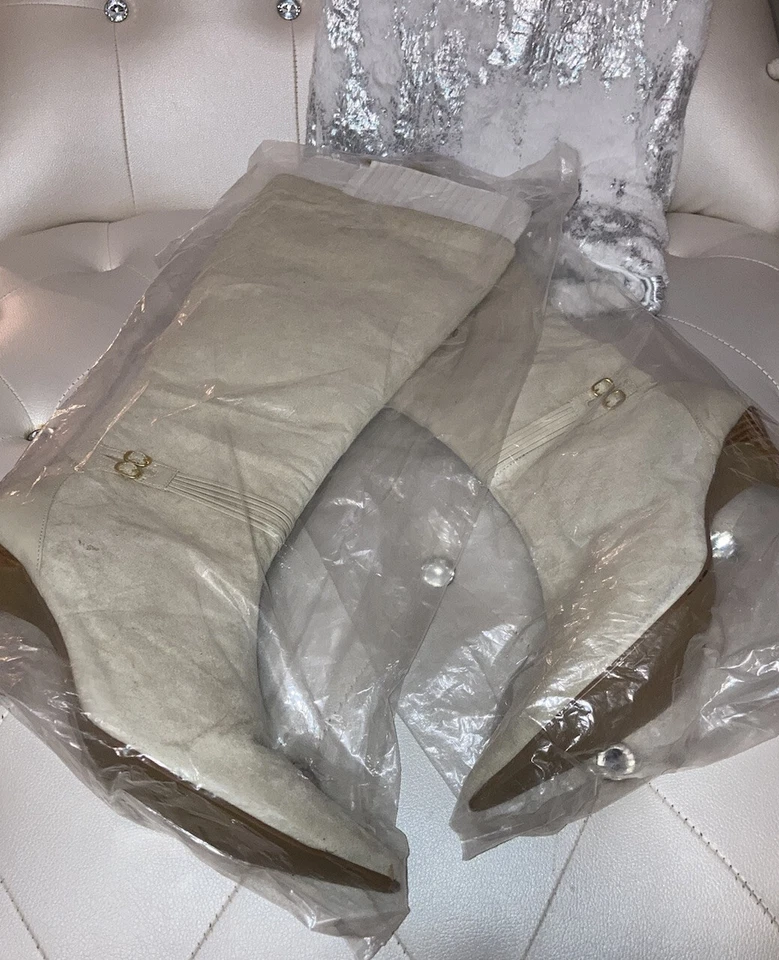 NEW RARE Chadwick's of Boston Ivory Suede Knee High Pointed Toe Boots 11W $99 - Image 4 of 4