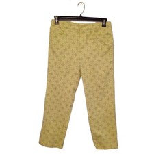 Talbots Women's Yellow Green Leaf Print Stretch Ankle Pants Size 8
