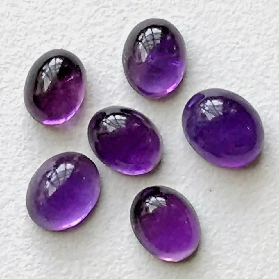 Venta al por mayor Lote de 10x8mm Cabujón Ovalado Amatista Natural Piedras Preciosas Calibradas Sueltas Foto 4 de 4