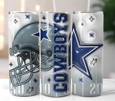 Cowboys 20oz Tumbler Travel Mug Stainless Steel Cup Straw Lid
