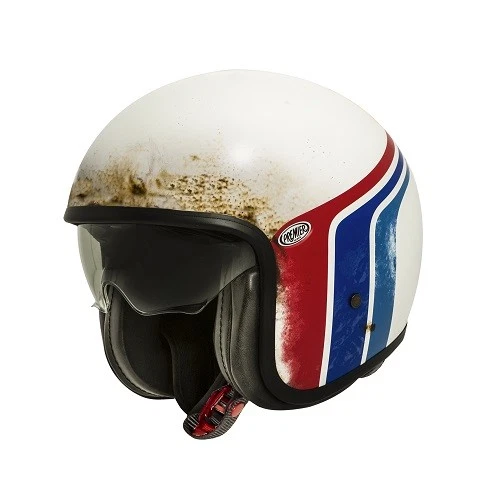 Casque Helmet Jet en Fibre Vintage Evo Btr 8 Bm Blanc Mat PREMIER Taille M - Photo 1/1