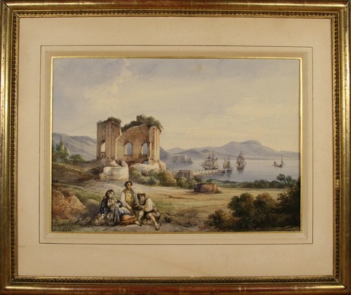 Original Consalvo Carelli (Italian 1818-1910) Napoli Watercolor Painting Signed - Picture 9 of 9