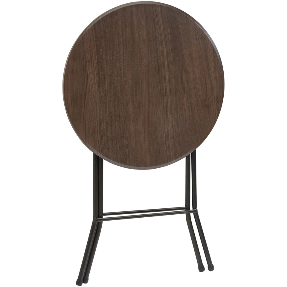 Mainstays 31" Round High-Top Folding Table, Walnut - Image 4 of 4