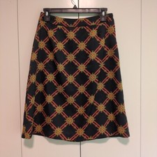 Vintage JG Hook Black Red Gold Polyester Nautical Allover Print Skirt Womens 6