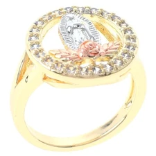 Gold Tone Gold Plated Ring With Clear Rhinestone - RG1004-8