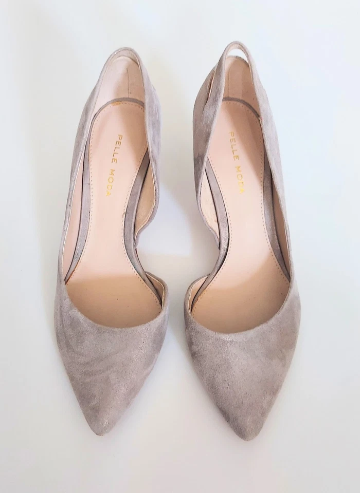 Pelle Moda Vero Cuoio Feminino EUA 7.5 Couro Camurça Falso Salto Brilhante - Imagem 2 de 4