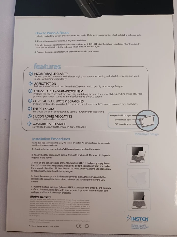 Insten (E 109) Tablet Thrive Slim Screen Protector Sheet With Lint Free Cloth  - Image 2 of 2
