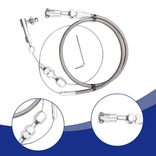 24" Hi Tech Universal Throttle Cable Kit Braided Stainless Steel with Aluminum - Bild 4 von 6