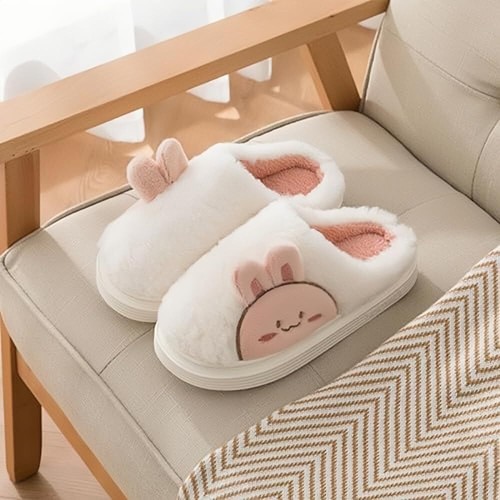 Slippers for Women Indoor Fluffy Cute Bunny Bears Faux Fur Lined Slide Shoes ... - Picture 4 of 5