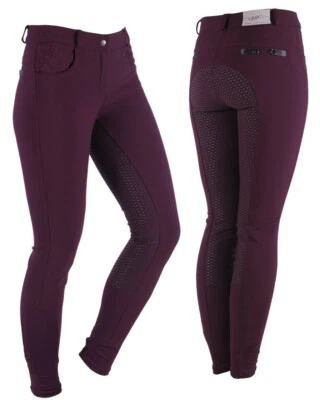 QHP Damen Reithose Charlene aubergine Vollbesatz - Bild 1 von 4