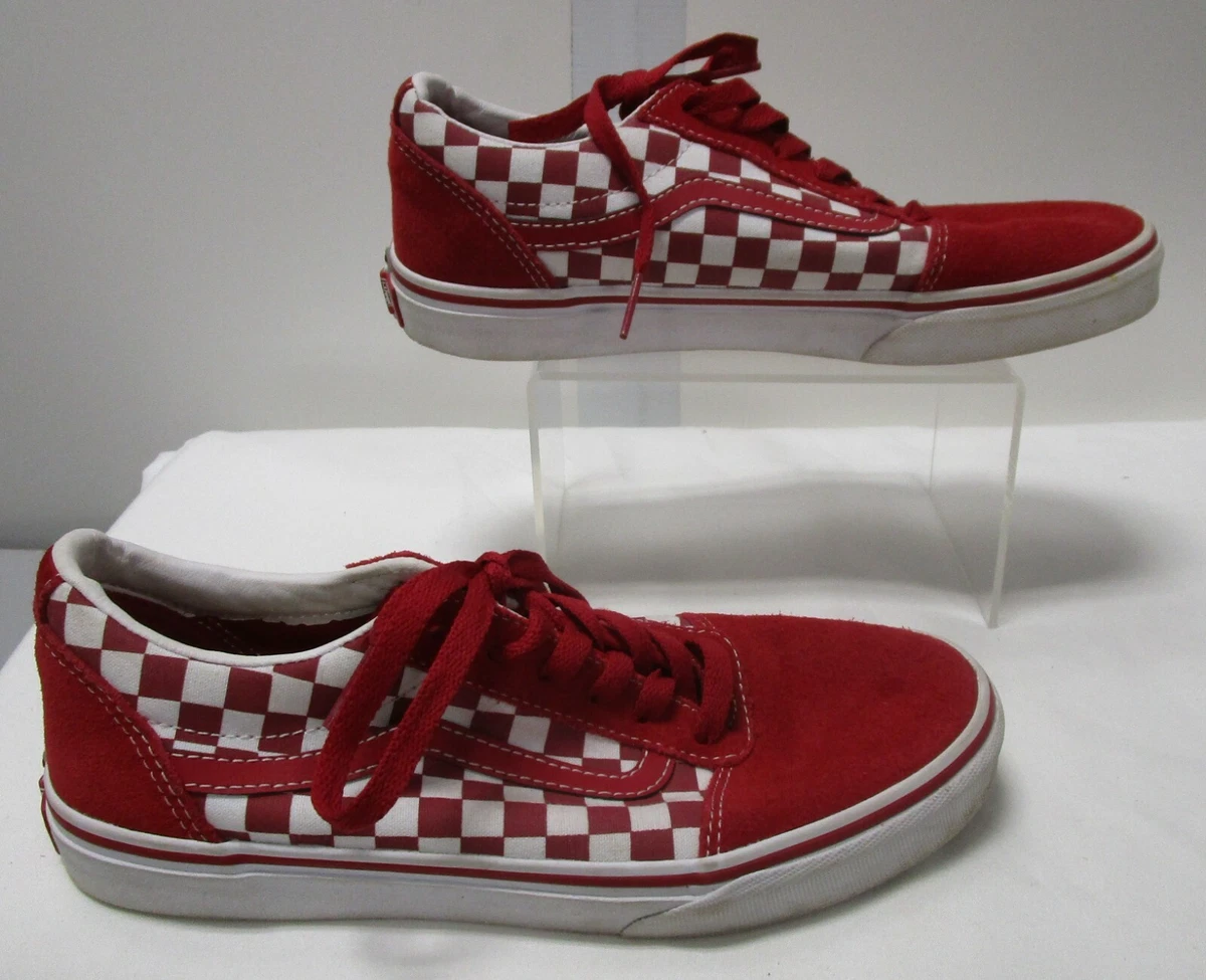 Gently Vans Old Skool Red/White Checkerboard Skate Shoes, Youth Sz. | eBay