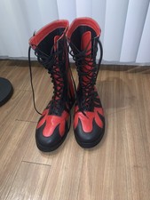 Red Black Flame Lace-Up Boots pro wrestling men  s size 10.5