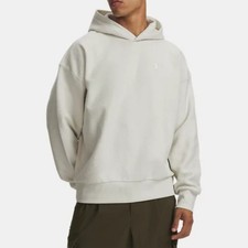 UA Icon Rev Terry Hoodie Mens 2XL Under Armour Sweatshirt Cream Streetwear