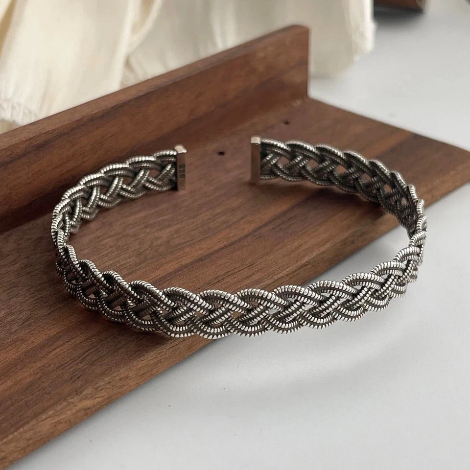 EDLES Armband 925 SILBER massiv Armkette FLECHT ARMREIF Armzange Zirkonia Ring - Bild 3 von 3