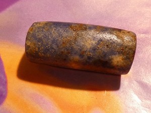 ANCIENT BLUE PRECOLUMBIAN CHAVIN SODALITE TUBE BEAD BOLIVIA PERU 25.5-10.8MM
