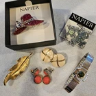 Vintage Napier Costume Jewelry Lot – 6 Pieces Brooches Earrings Bracelet Frog