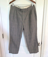 Vintage Haggar 100 Worsted Wool Plaid Pants 34x29  USA Made Pleated Trousers