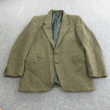 George Arthur Dunn Sport Coat Mens 42 Brown Harris Tweed Herringbone Blazer