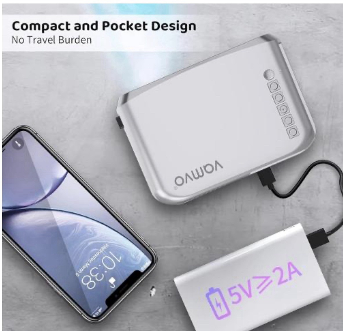 Projector Mini Portable Video Projector, Movie Projectors For Home Theater Co...