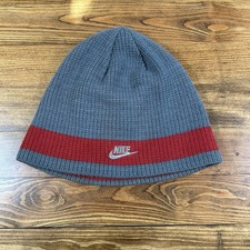 Vintage 90s Nike Drill Two Sided Beanie Hat Red/Gray Nike Acg Swoosh OneSize