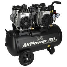 Sealey SAC5001S  50L Low Noise Oil Free Direct Drive Air Compressor 2 x 2hp